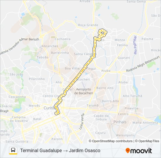 Mapa da linha B73 JARDIM OSASCO / GUADALUPE de ônibus