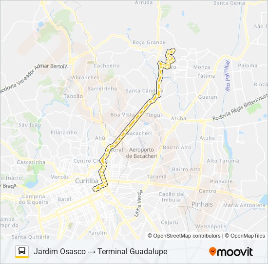 Mapa de B73 JARDIM OSASCO / GUADALUPE de autobús