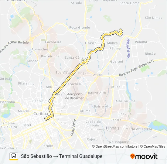 B76 SÃO SEBASTIÃO / GUADALUPE Bus Line Map