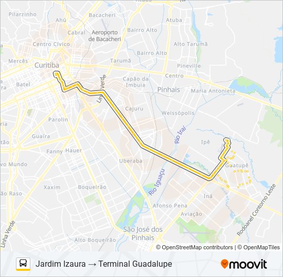 E72 JARDIM IZAURA / GUADALUPE bus Line Map