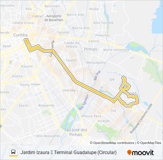 Mapa de E72 JARDIM IZAURA / GUADALUPE de autobús