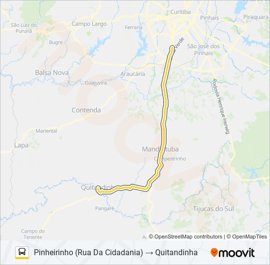 Mapa de G11 QUITANDINHA / PINHEIRINHO de autobús