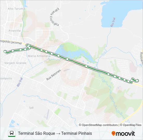 I17 T. SÃO ROQUE / T. PINHAIS Bus Line Map