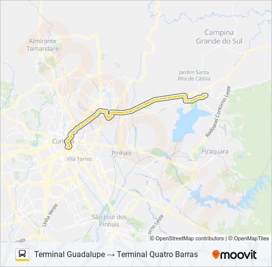 Mapa de O74 QUATRO BARRAS / GUADALUPE de autobús