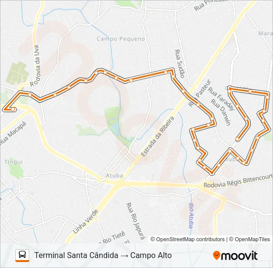B39 CAMPO ALTO / SANTA CÂNDIDA Bus Line Map