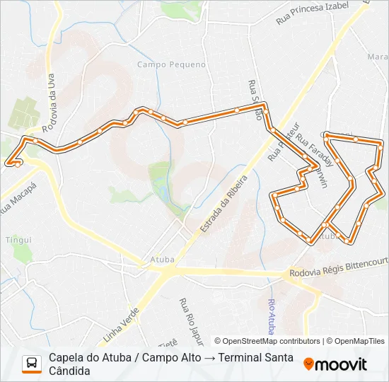 B39 CAMPO ALTO / SANTA CÂNDIDA Bus Line Map