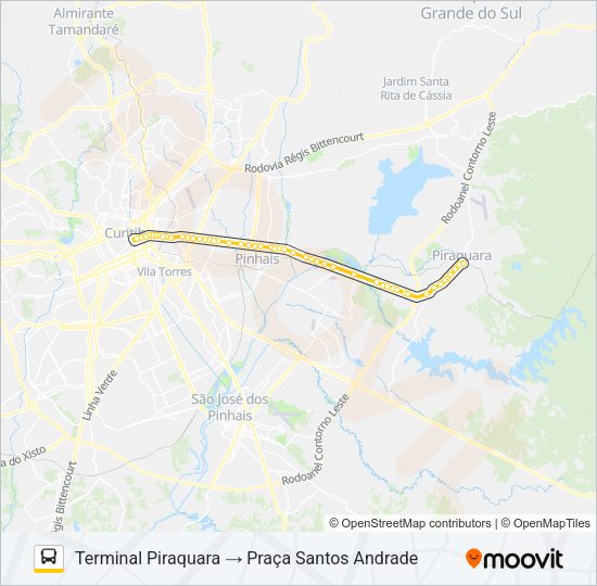Mapa da linha D61 PIRAQUARA / SANTOS ANDRADE de ônibus
