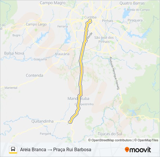 Mapa da linha G72 AREIA BRANCA / RUI BARBOSA de ônibus