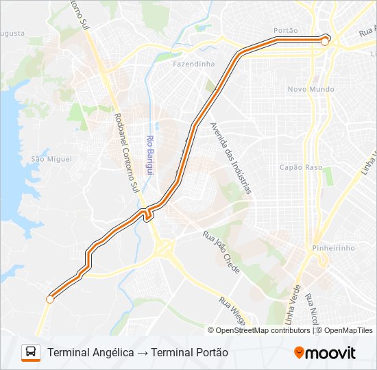 Mapa de H12 ANGÉLICA / PORTÃO (DIRETO) de autobús