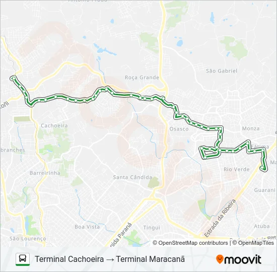 I90 T. CACHOEIRA / T. MARACANÃ Bus Line Map