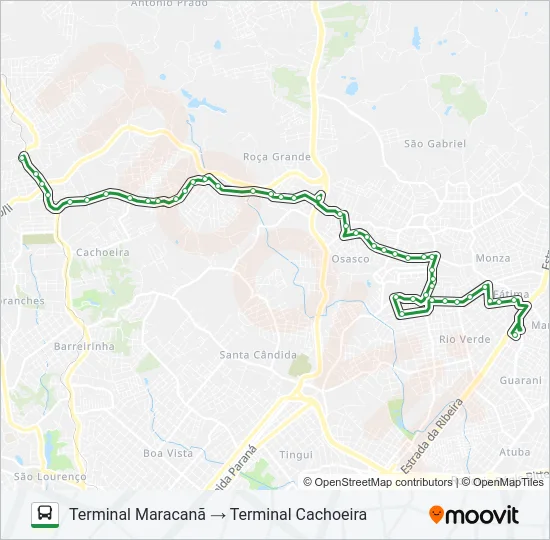 I90 T. CACHOEIRA / T. MARACANÃ Bus Line Map