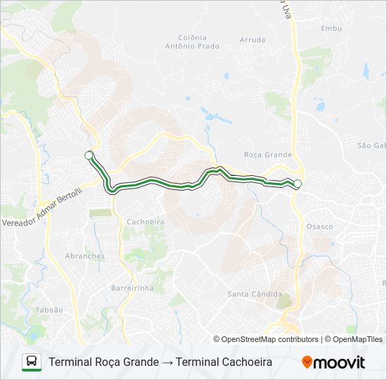 Mapa da linha I90 T. CACHOEIRA / T. MARACANÃ de ônibus