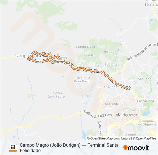 P12 CAMPO MAGRO (SÃO BENEDITO) bus Line Map