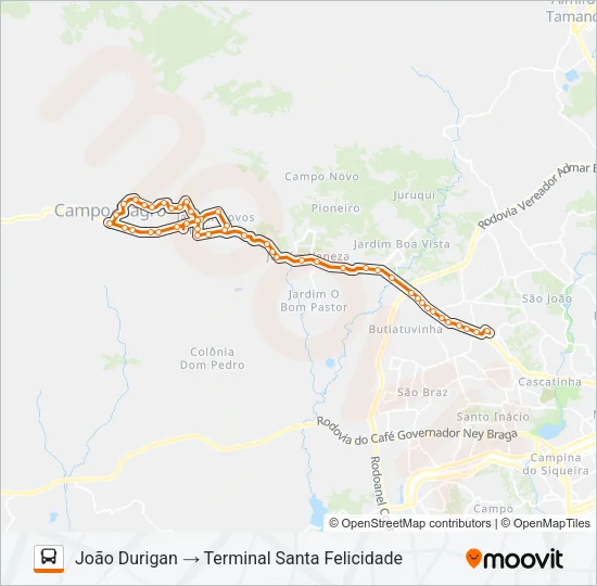 P12 CAMPO MAGRO (SÃO BENEDITO) Bus Line Map