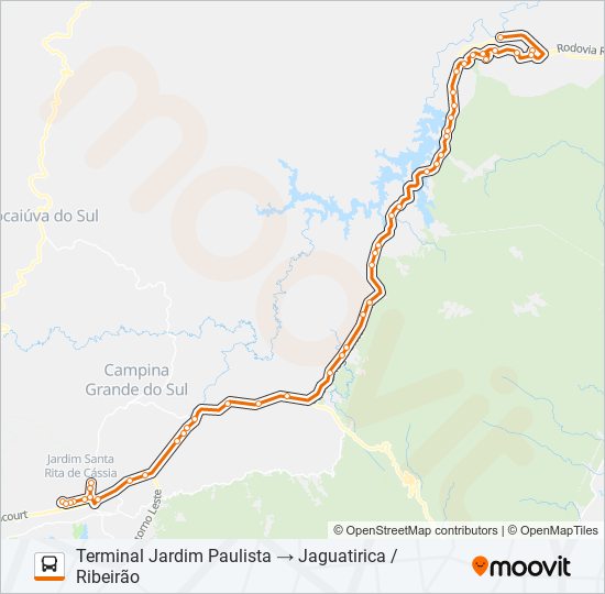 Mapa da linha Y98 RIBEIRÃO / JARDIM PAULISTA de ônibus