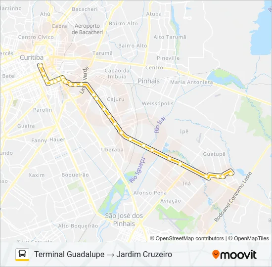 E73 JARDIM CRUZEIRO / GUADALUPE Bus Line Map