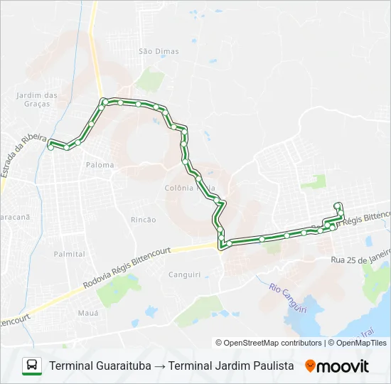 I33 JARDIM PAULISTA / GUARAITUBA Bus Line Map