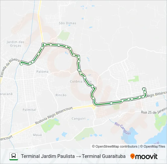 I33 JARDIM PAULISTA / GUARAITUBA Bus Line Map