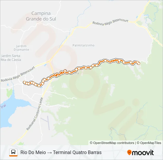 O13 PALMITAL / RIBEIRÃO DO TIGRE Bus Line Map