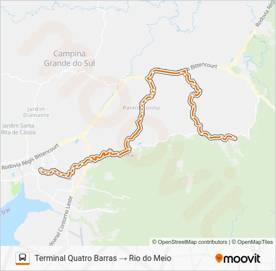 O13 PALMITAL / RIBEIRÃO DO TIGRE Bus Line Map