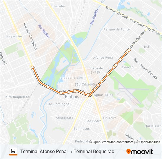 Mapa de E11 T. AFONSO PENA / T. BOQUEIRÃO de autobús