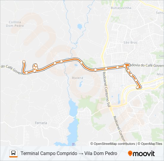 J17 DOM PEDRO II / CAMPO COMPRIDO bus Line Map