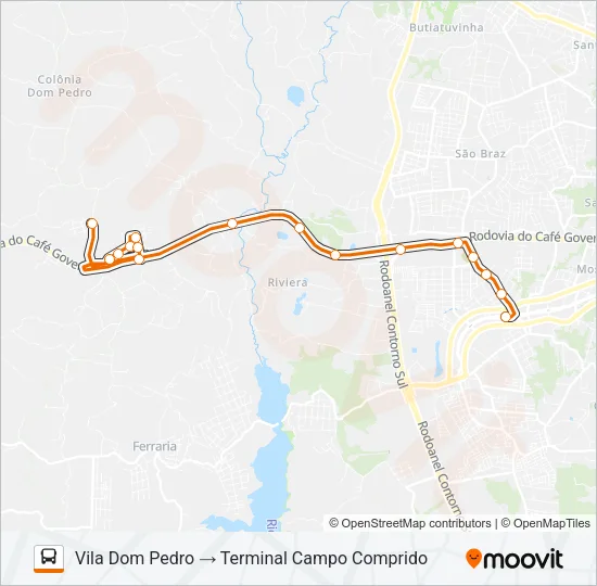 J17 DOM PEDRO II / CAMPO COMPRIDO Bus Line Map