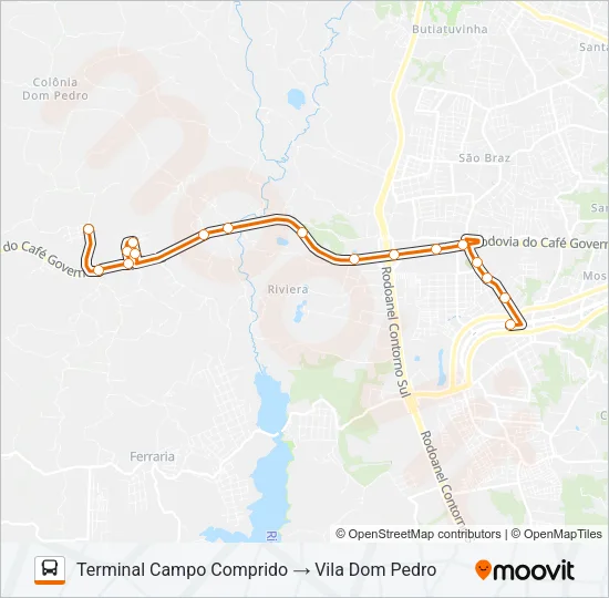 J17 DOM PEDRO II / CAMPO COMPRIDO Bus Line Map