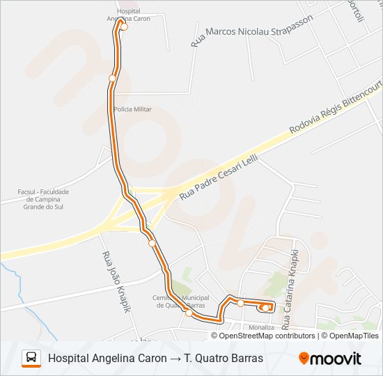 Mapa de O31 SANTA CÂNDIDA / QUATRO BARRAS de autobús