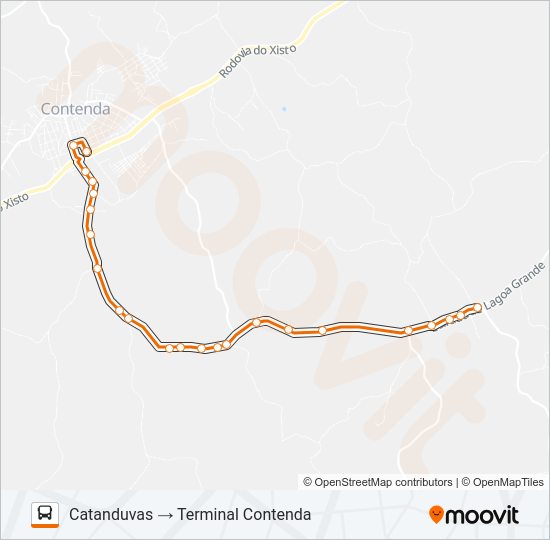 Mapa da linha R99 CONEXÃO CONTENDA (CATANDUVAS) de ônibus