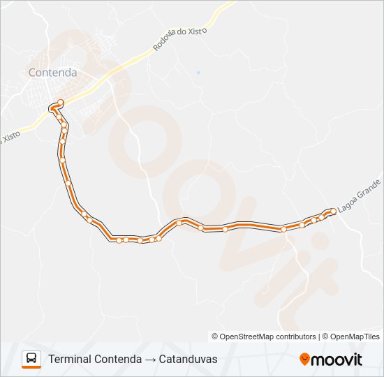 Mapa da linha R99 CONEXÃO CONTENDA (CATANDUVAS) de ônibus