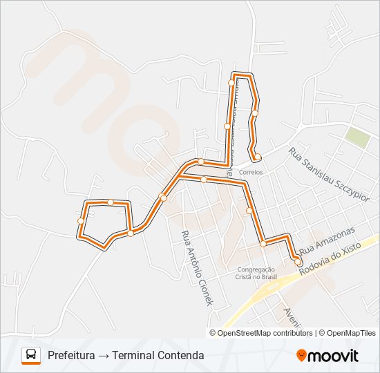 R99 CONEXÃO CONTENDA (PREFEITURA) bus Line Map