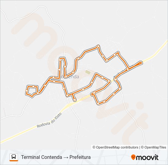 Mapa da linha R99 CONEXÃO CONTENDA (PREFEITURA) de ônibus