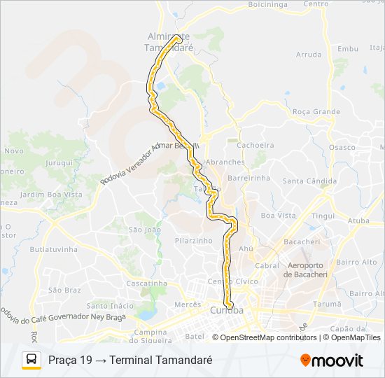 A07 TAMANDARÉ / PRAÇA 19 (LAMENHA) bus Line Map