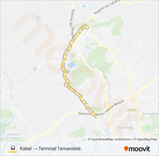Mapa da linha A07 TAMANDARÉ / PRAÇA 19 (LAMENHA) de ônibus