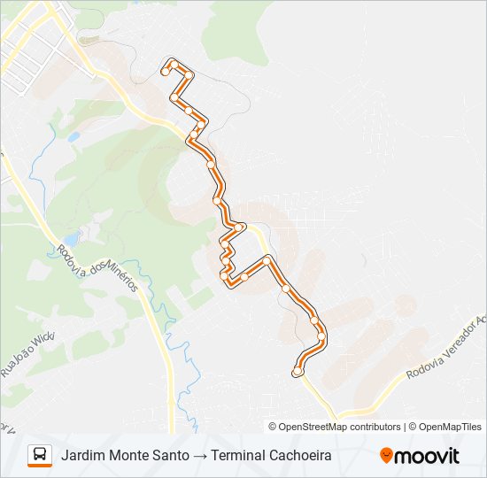 Mapa da linha A12 JARDIM MONTE SANTO / SÃO JORGE de ônibus