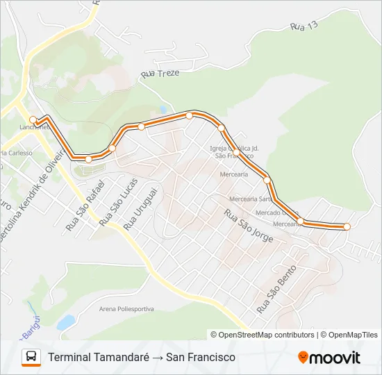 A23 SAN FRANCISCO / JARDIM PARAÍSO Bus Line Map