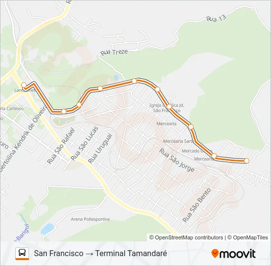 A23 SAN FRANCISCO / JARDIM PARAÍSO Bus Line Map