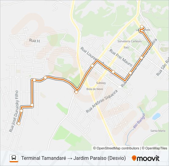 Mapa da linha A23 SAN FRANCISCO / JARDIM PARAÍSO de ônibus