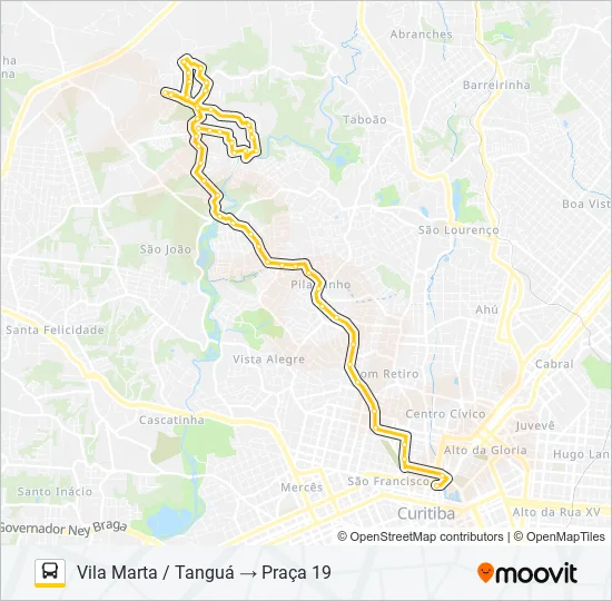 A80 TANGUÁ / PRAÇA 19 (VILA MARTA) Bus Line Map