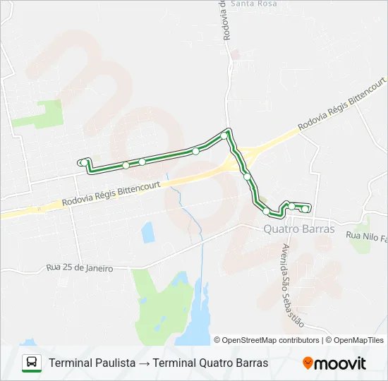 I50 QUATRO BARRAS / JARDIM PAULISTA Bus Line Map