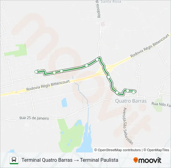 I50 QUATRO BARRAS / JARDIM PAULISTA Bus Line Map
