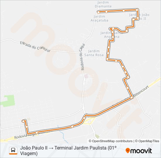 Mapa da linha N24 JOÃO PAULO II / ÁREA INDUSTRIAL de ônibus