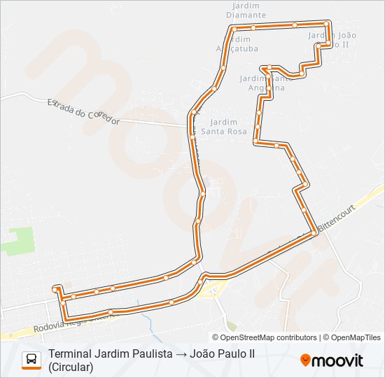 Mapa da linha N24 JOÃO PAULO II / ÁREA INDUSTRIAL de ônibus