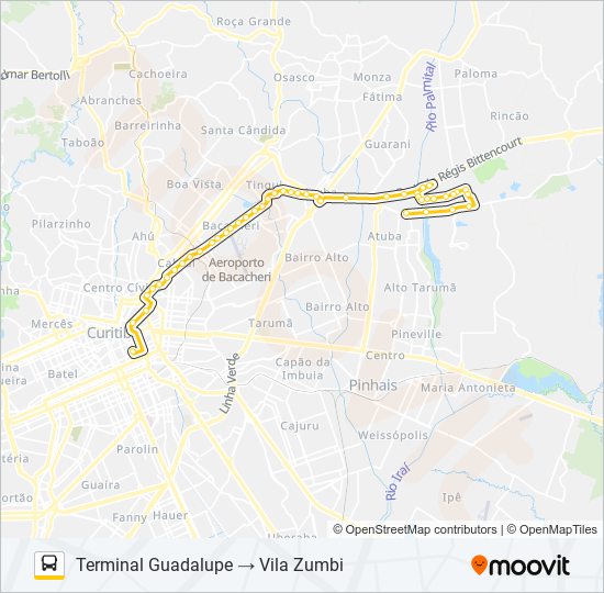 C66 VILA ZUMBI / CURITIBA (CIRCULAR) bus Line Map