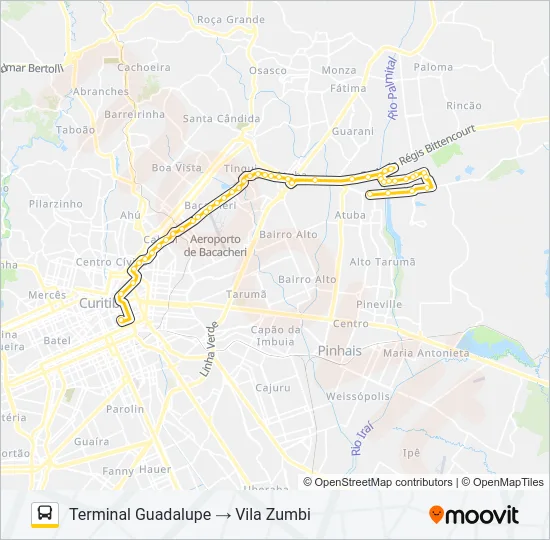 C66 VILA ZUMBI / CURITIBA (CIRCULAR) Bus Line Map