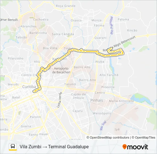 C66 VILA ZUMBI / CURITIBA (CIRCULAR) Bus Line Map