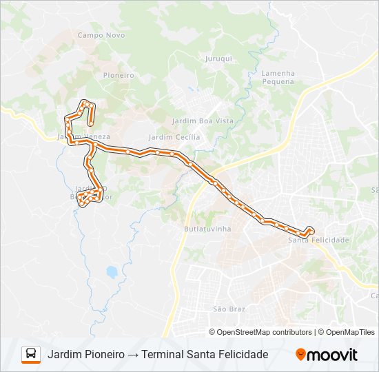 Mapa da linha P59 BOM PASTOR (VIA JARDIM PIONEIRO) de ônibus