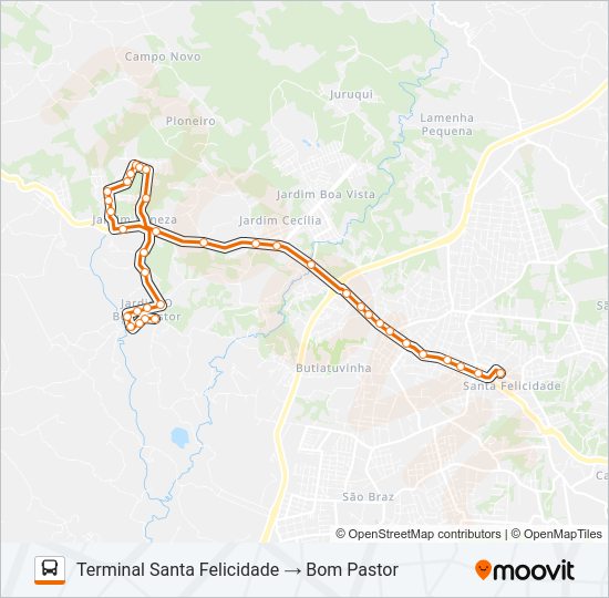 Mapa da linha P59 BOM PASTOR (VIA JARDIM PIONEIRO) de ônibus