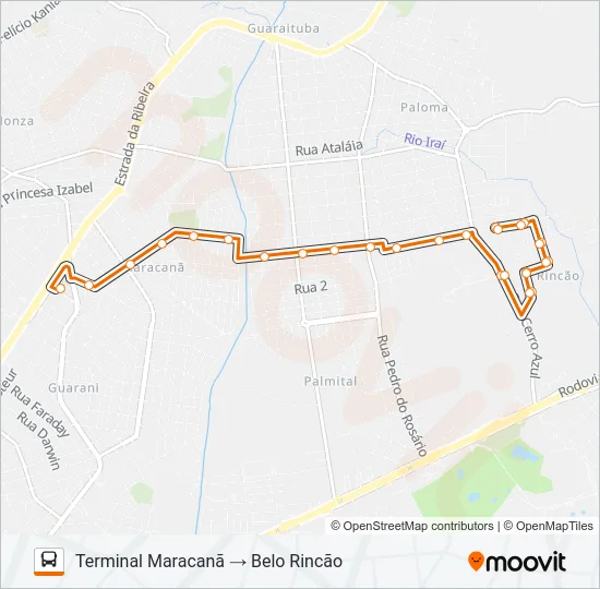 B45 BELO RINCÃO / MARACANÃ (PALMARES) Bus Line Map